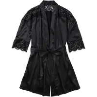 Bonprix Kimono "Satin Kimono mit Glanzeffekt" glänzender Satin und hochwertige Spitze, bequeme Passform