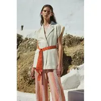 Devotion Twins Laugh Vest Jacket Jacquard With Belt Red Orange Größe: S | Blazer Outlet | Damen | Rot