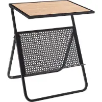 En.casa Beistelltisch mit Zeitungsablage Jäller 48x40x30 cm Schwarz/Eicheoptik