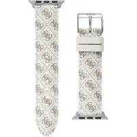 GUESS Smartwatch-Armband "Apple Strap, CS2009S1", weiß (weiß, beige), Uhrenarmbänder, Leder, Smartwatch-Armband, Wechselarmband, Ersatzband, Leder, passend für die Apple Watch