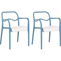 Beliani Gartenstuhl 2er Set Blau und Beige Kunststoff Stapelbar Modernes Design Wetterfest Indoor Outdoor Esszimmerstühle Plastikstühle