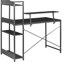 Beliani Schreibtisch Schwarz MDF-Platte mit Metallgestell Monitorablage Regalen Rechteckig 120x64 cm Modern Homeoffice Tisch Bürotisch Arbeitstisch