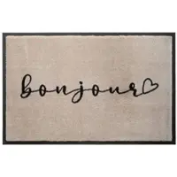 Giftcompany Waschbare Fußmatte Bonjour - beige/schwarz