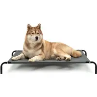 Lionto Hundeliege, bequemes Outdoor Hundebett mit Netzgewebe, erhöht, luftig & wetterfest, 117x85 cm, grau