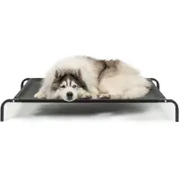 Lionto Hundeliege, bequemes Outdoor Hundebett mit Netzgewebe, erhöht, luftig & wetterfest, 117x85 cm, schwarz