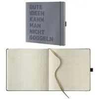 Lediberg Notizbuch »gute Ideen« kariert Sonderformat 240 Seiten grau, 17.5x17.5 cm