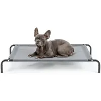 Lionto Hundeliege, bequemes Outdoor Hundebett mit Netzgewebe, erhöht, luftig & wetterfest, 106x62 cm, grau