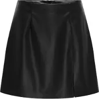 ONLY Lederimitatrock "ONLELINA FAUX LEATHER SKIRT OTW", Damen, Gr. XS (34), schwarz, Web, Obermaterial: 100% Polyester, unifarben, kurz, Röcke Lederimitatrock