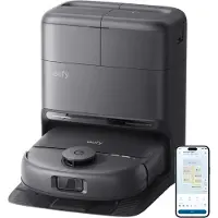 Eufy Omni C28, Beutellos, Schwarz, Rund, Ladend, Walzenbürste & Seitenbürste, Teppich, Harter Boden