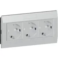 Ggk 4670 Steckdose 3-fach KSE/AR-3H-9006, Adapterrahmen, frontrastend, alu KSE/AR-3-H KSEAR3H