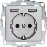 Kopp 296420001 HK02 - Schutzkontakt Steckdose, 1-fach, Unterputz, 2 USB Ladebuchsen, Farbe: stahl