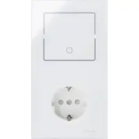 Kopp 851512011 HKi8 - Kombination Schalter-Schutzkontakt-Steckdose, eckig, Farbe: weiß