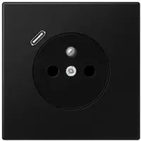JUNG LS1520F-18CSWM Steckdose, französisch/belgisches System, 16 A 250 V ~, mit USB-Ladegerät, 1 x Typ C, Safety Plus, Serie LS, graphitschwarz