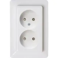 Enzo 950513007 HK02 - Steckdose ohne Schutzkontakt, 2-fach, erhöhter Berührungsschutz, Komplettgerät, Farbe: arktisweiß