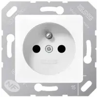 JUNG 5121FBFKIWW Steckdose, französisch/belgisches System, Schraubklemmen, Safety Plus, Thermoplast, 50 x 50 mm, alpinweiß 5121 FBFKI WW