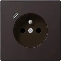 JUNG AL1520F-18CD Steckdose, französisch/belgisches System, 16 A 250 V ~, mit USB-Ladegerät, 1 x Typ C, Safety Plus, Serie LS, dark AL1520F18CD AL