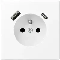 JUNG LS1520F-15CAWWM Steckdose, französisch/belgisches System, 16 A 250 V ~, mit USB-Ladegerät, 1 x Typ A + 1 x Typ C, Safety Plus, Serie LS