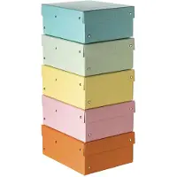 Falken Archivbox PURE Box Pastell A5, für bis zu 1250 Blatt, mit Beschriftungsfeld, L 250 x B 180 x Füllhöhe 100 mm, FSC-Pappe, farbsortiert, 5 Stück