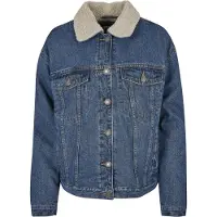Urban Classics Jeansjacke "Damen Ladies Oversized Sherpa Denim Jacket" 1 Stk. tlg. ohne Kapuze