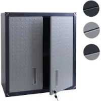 Mendler Hängeschrank HWC-O52, Wandschrank Lagerschrank Bücherschrank, abschließbar Stahl 77x77x31cm ~ hellgrau/dunkelgrau