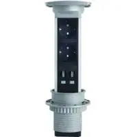 Kopp 939616015 VersaPULL, 2-fach Schutzkontakt-Steckdose mit 2x USB-Anschlüssen, ohne Anschlusskabel, Farbe: aluminium gebürstet
