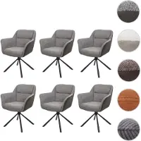 Mendler 6er-Set Esszimmerstuhl HWC-K33, Küchenstuhl Stuhl, drehbar Auto-Position, Stoff MVG Kunstleder, grau-dunkelgrau