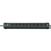 Brennenstuhl 10-fach Schutzkontakt-Steckdose schwarz - mit Schalter - 250V, 16A - 1,8 m