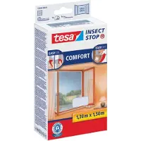 TESA Klett-Fliegengitter INSECT STOP Premium, zum Befestigen an Fensterrahmen, L 1300 x B 1500 mm, weiß-transparent