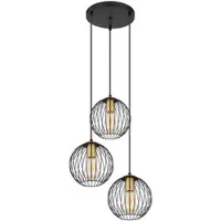 Etc-shop Pendelleuchte, Metall, schwarz gold, matt, Höhe verstellbar
