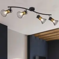 ETC Decken Lampe Leuchte Metall Stäbe Schwarz Gold Spots Beweglich Schlaf Zimmer