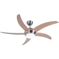 V-TAC Deckenventilator mit Beleuchtung Sommer Winter Deckenventilator für Dachschräge, Flügel wendbar braun mit Fernbedienung und 3 Geschindigkeitsstufen, 2x E27, DxH 132 x 41 cm