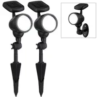 ETC Außenleuchte Solarlampe Solarleuchte Steckleuchte Lampe Garten, IP44 Erdspieß Akku beweglicher Spot, schwarz, 1x LED warmweiß, LxH 8,5x17cm, 2er Set
