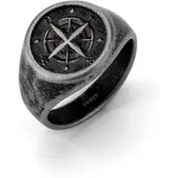 FYNCH-HATTON Fingerring "Schmuck Geschenk Edelstahl Ring The Antique Explorer Kompass" Gr. 64, braun (antikfarben), Fingerringe, Herren, 64, Edelstahl, 5mm, Fingerring