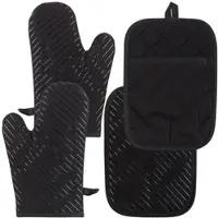 Rosenstein & Söhne 4er-Set Silikon-Anti-Rutsch-Ofenhandschuhe & XL-Topflappen, bis 240 °C