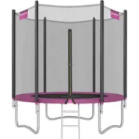 Songmics Trampolin outdoor, Ø 183 cm, schwarz/pink, mit Netz & Leiter, bis 100 kg