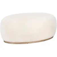 Bizzotto Pouf Blerina aus Woll-Stoff, klassischer Stil, weiß, gepolstert, Gestell in Naturholz