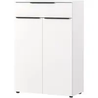 Bümö Space Aktenschrank Holz, Sideboard & Kommode hoch in Weiß - Regal mit Türen & 1 Schublade für Ordner & Büro, Schrank klein als Möbel für