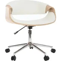Miliboo Design-Bürosessel ARAMIS, weißes PU/helles Holz