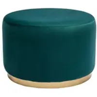 Miliboo Runder Pouf aus petrolblauem Samt und goldenem Metall D54 cm AMAYA
