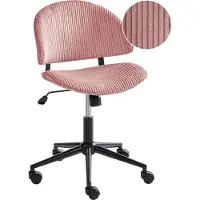 Beliani Bürostuhl Rosa Cord Drehbar Höhenverstellbar Modernes Design Retro Stil Schreibtischstuhl Computerstuhl für Homeoffice Büro Arbeitsplatz