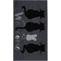 Kayoom Fußmatte "Cosy Entry 425", grau (schwarz), B:45cm H:6mm L:75cm, Polyamid, Teppiche, Fußmatte, Türmatte, Schmutzfang, Katzen, Eingang