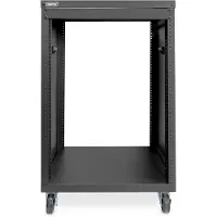 Digitus Universal 19-Zoll Equipment Rack mit Rollen, 16HE, Freistehendes Gestell, 16U, 136 kg, Lenkrollen, 16,1 kg, Schwarz