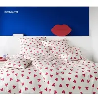 Elegante Bettwäsche Cherie - 155x220 cm + 40x80 cmhimbeerrot