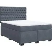 vidaXL Boxspringbett mit Matratze Dunkelgrau 140x200 cm Samt