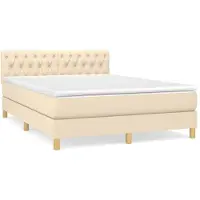 Syfax Boxspringbett mit Matratze Creme 140x200 cm Stoff