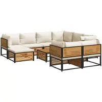 vidaXL 10-tlg. Garten-Sofagarnitur mit Kissen Massivholz Akazie