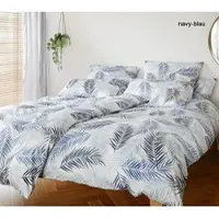 Elegante Bettwäsche Palm - 155x220 cm + 40x80 cmnavy-blau