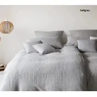 Elegante Bettwäsche Cozy Halbleinen - 135x200 cm + 40x80 cmhellgrau