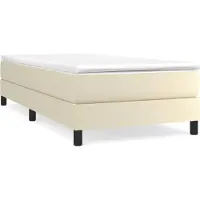 vidaXL Boxspringbett mit Matratze Creme 100x200 cm Kunstleder