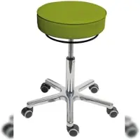 Proregal Drehhocker Indianapolis High | Sitzhöhe 54-72cm | Ø 53cm | Tragfähigkeit 110kg | Kunstleder-Sitz | Aluminium-Fußkreuz mit Rollen | Limone